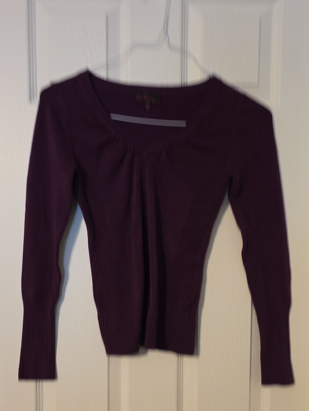 Purple Long-Sleeve Scoop Neck Women's Top